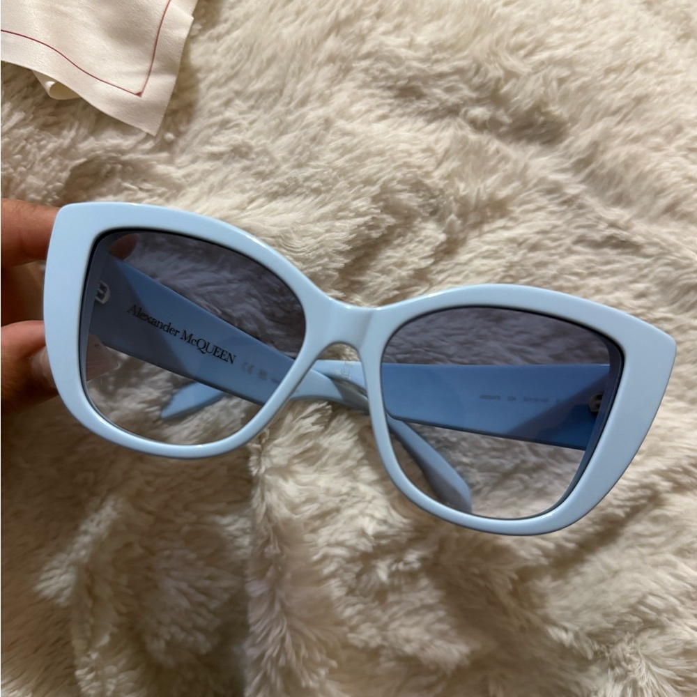 Alexander McQueen Light Blue Cat-Eye Sunglasses